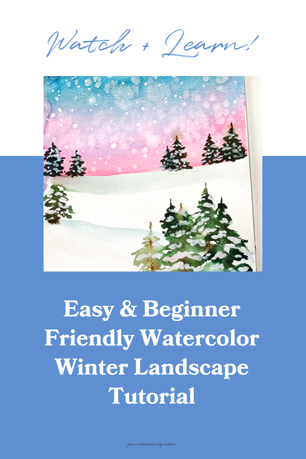 Easy Watercolor Winter Landscape