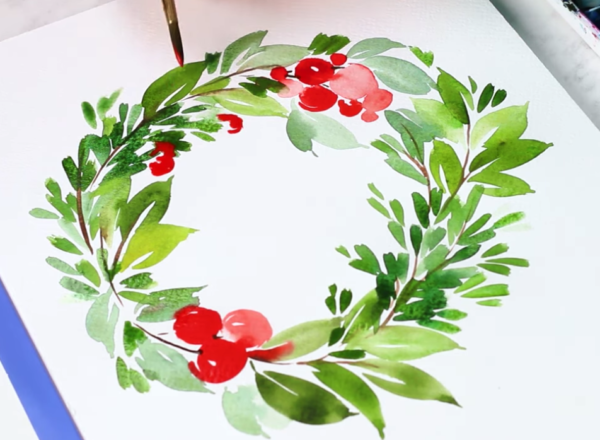 How to Paint a Christmas Wreath