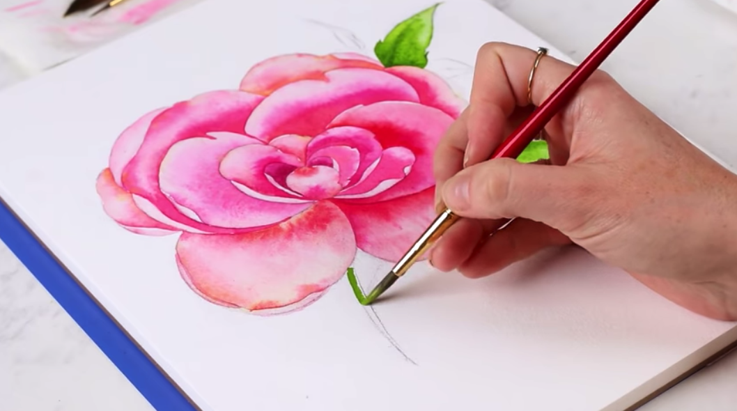 watercolor realistic rose
