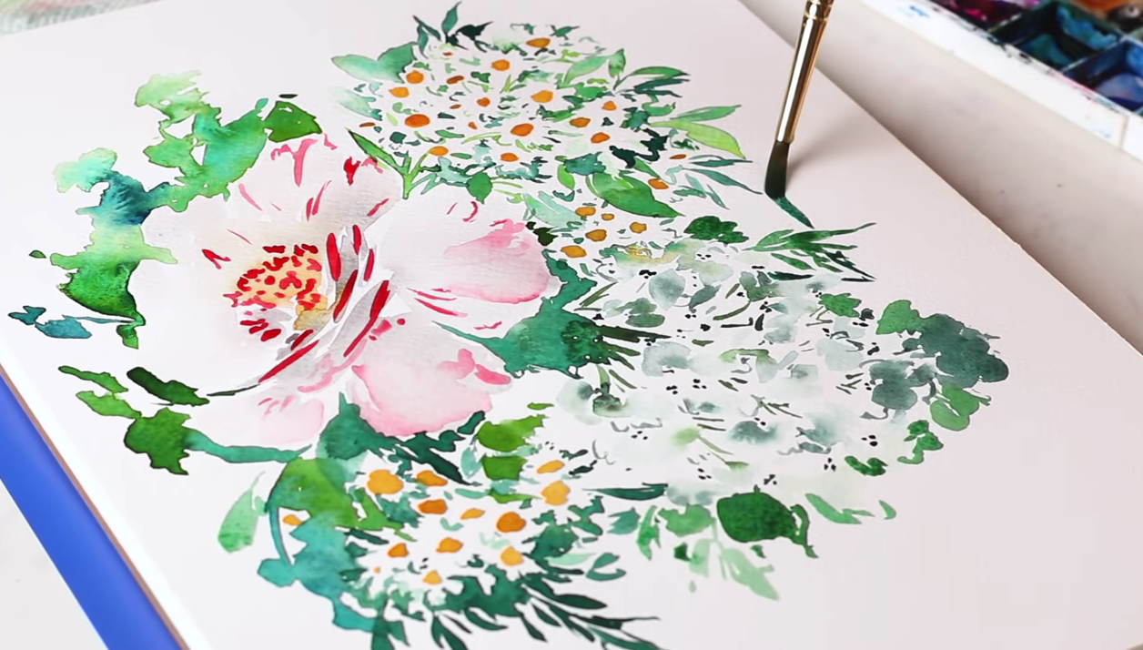 white watercolor flowers