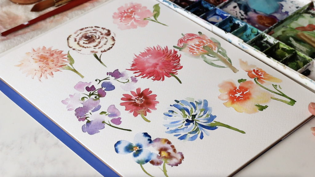 10 (More) Easy Watercolor Flowers